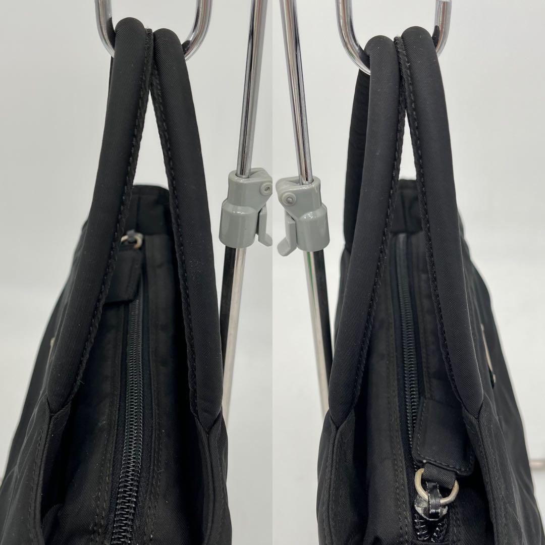 PRADA ハンドバッグ ミニトート 手提げ 三角プレート テスートナイロン 黒