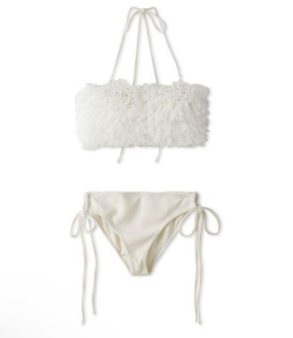 ホワイト フリルデザイン セパレート水着