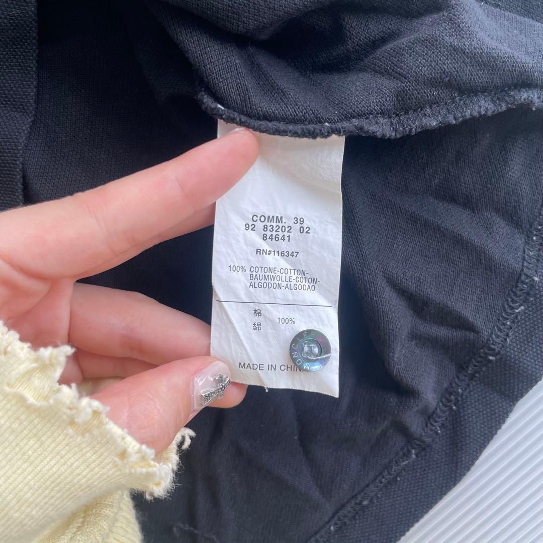 $ MONCLER ブラック ポロシャツ　ワッペン　Slim Fit コットン