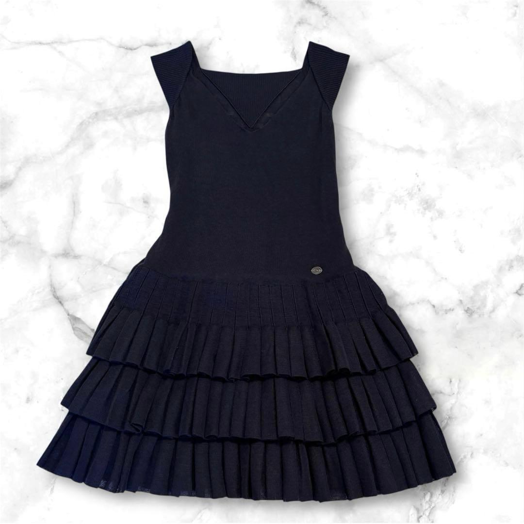 ✨カリーナ様CHANEL✨ティアードフリルワンピース 40　 着丈約80㌢