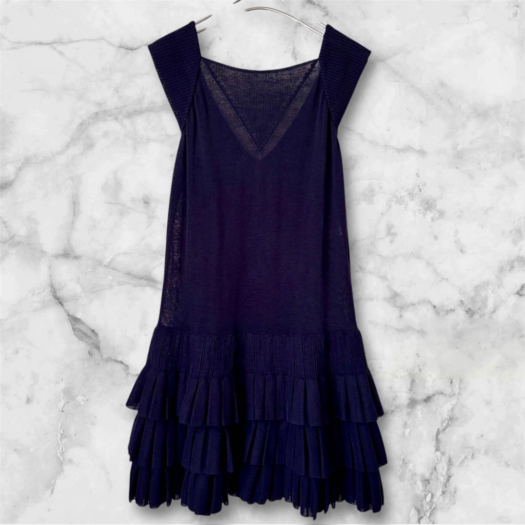 ✨カリーナ様CHANEL✨ティアードフリルワンピース 40　 着丈約80㌢