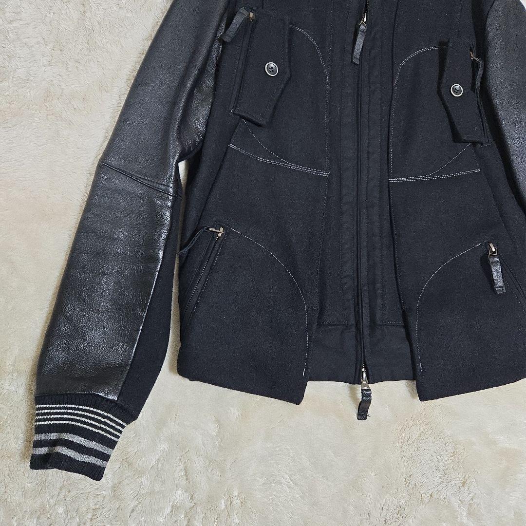 マリテ フランソワ ジルボー 袖レザー ウール スタジャン ワッペン