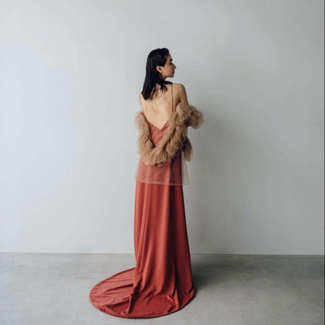 カラードレスチュールテラコッタニュアンス　キャミドレス　二次会パーティードレス