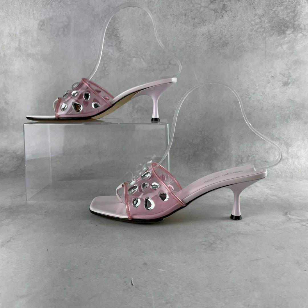定価12万✨セルジオロッシ 2001年復刻ミュールサンダル ピンク×クォーツォ