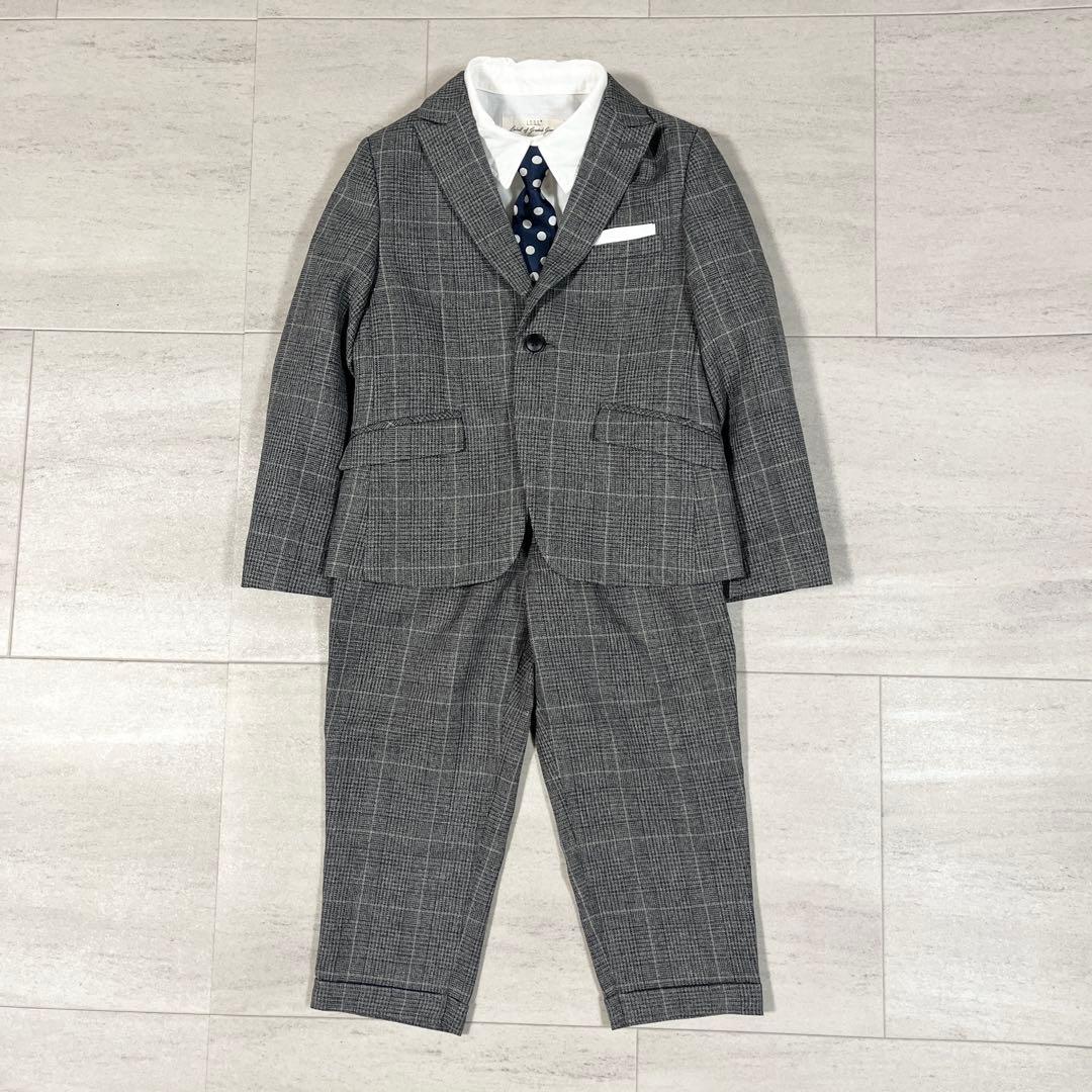 フォーマルスーツ 120 男の子スーツ 入学 卒園 チェック柄 ロングパンツ