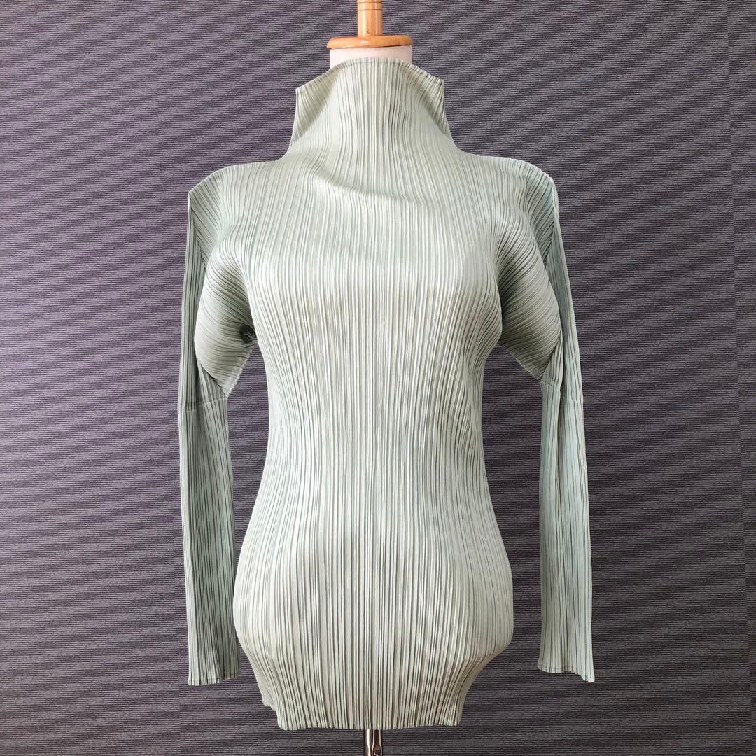 PLEATS PLEASE ハイネック 長袖カットソー 3 ミントグリーン