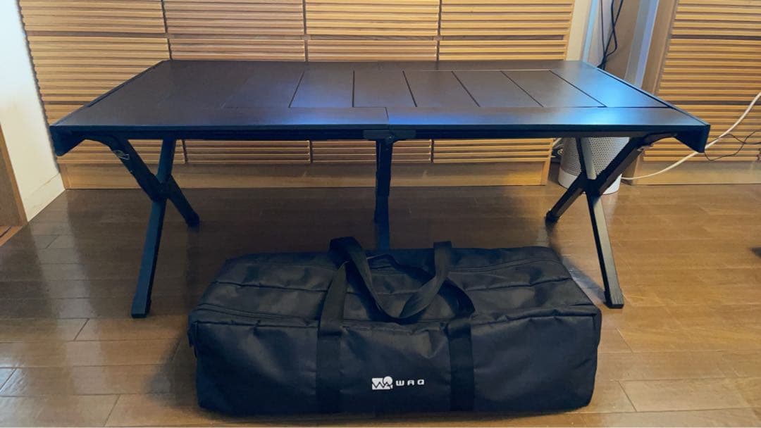 WAQ折りたたみテーブル 収納バッグ付き 黒 115cm