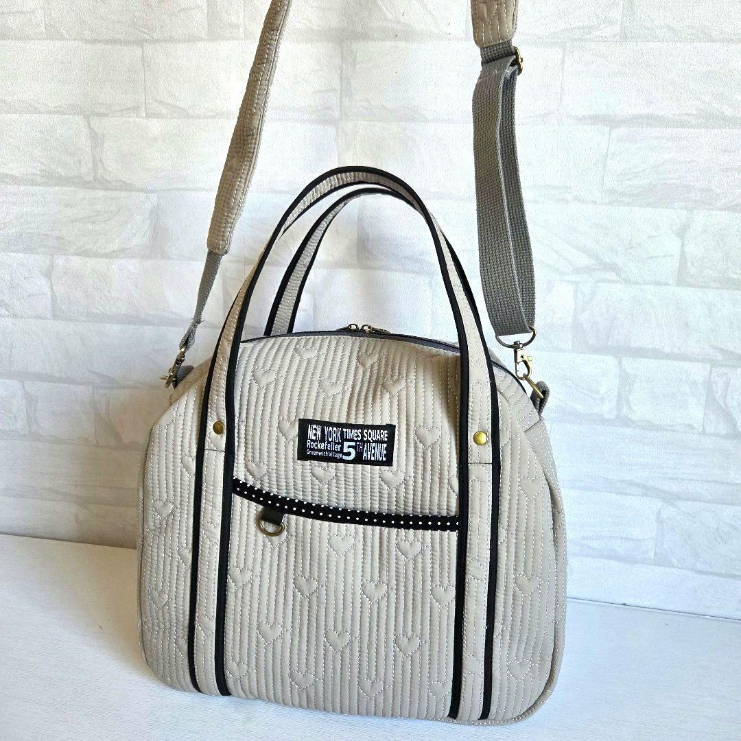 JUNE様　丸型ボストンバッグ(L)　ヌビキルト　ハンドメイド