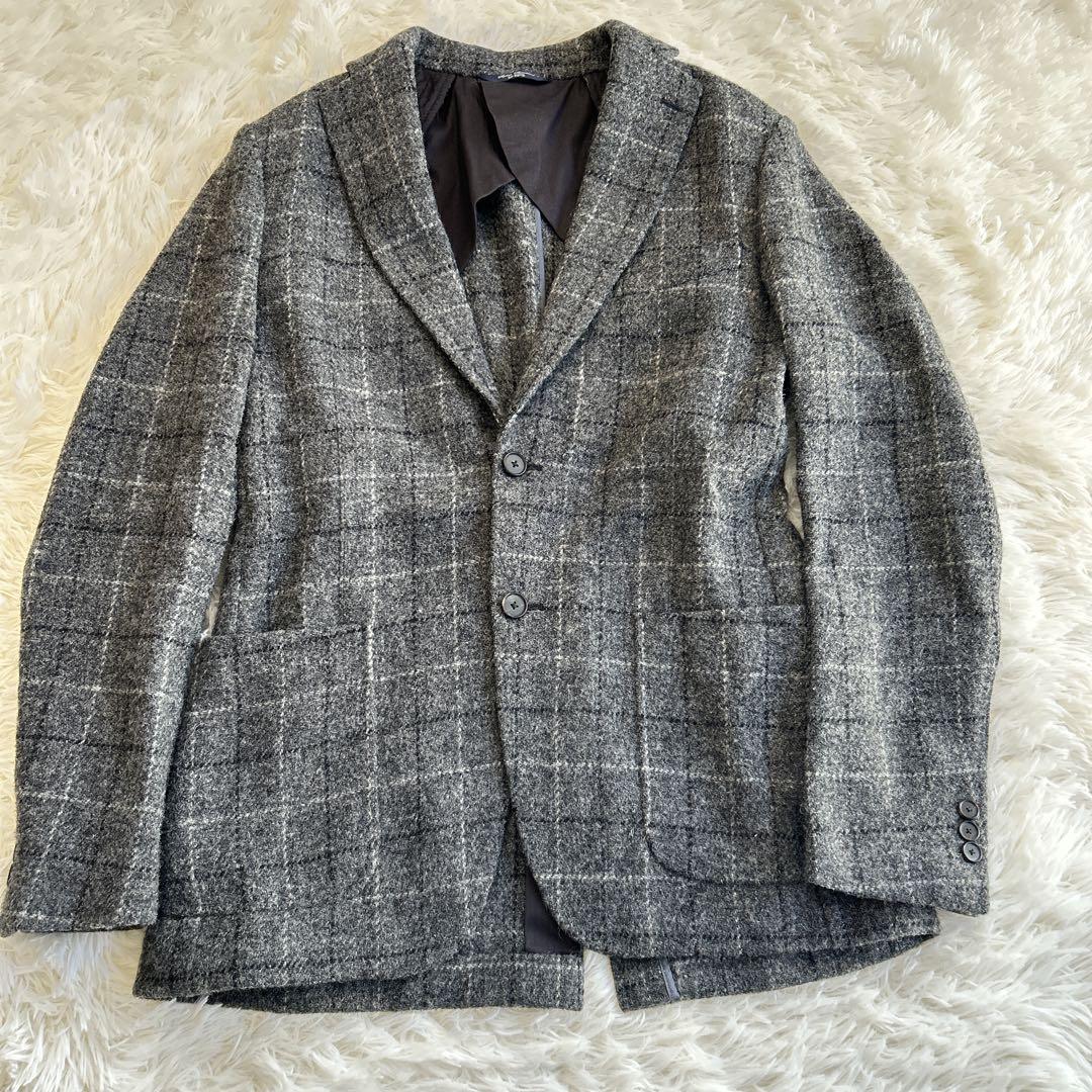 美品✨シップス ハリスツイード ウィンドウペン テーラードジャケット アンコン