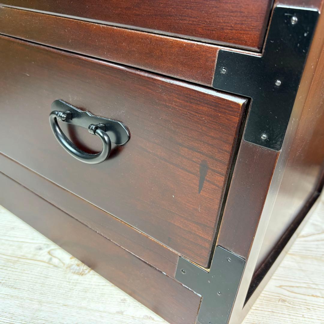 訳あり品！【115】民芸木製桐材天然無垢和箪笥引き戸付き収納家具和タンス飾り棚