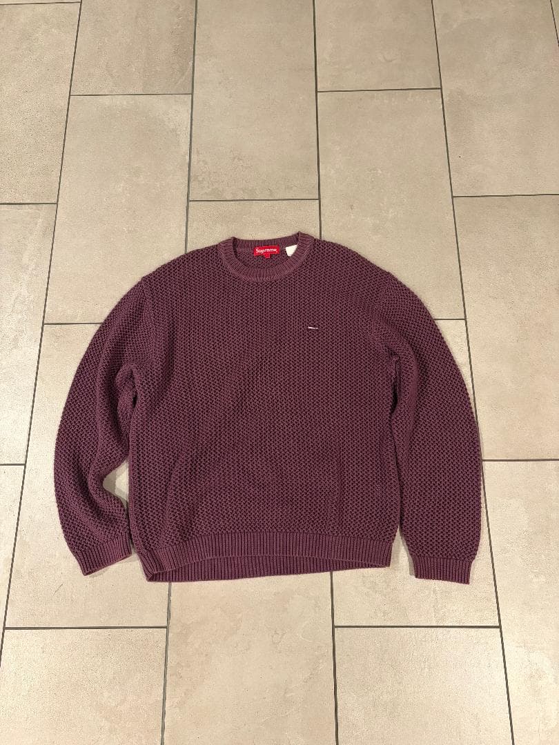 Supreme パープル 編み込みセーター