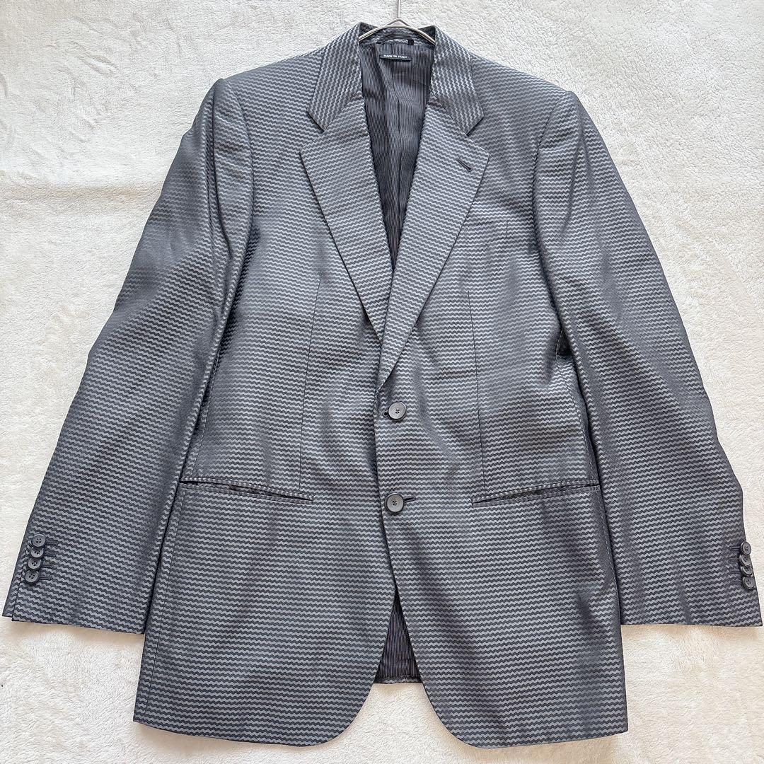 極美品✨ジョルジオアルマーニ 伊製 シェブロン柄ジャガード　テーラードジャケット