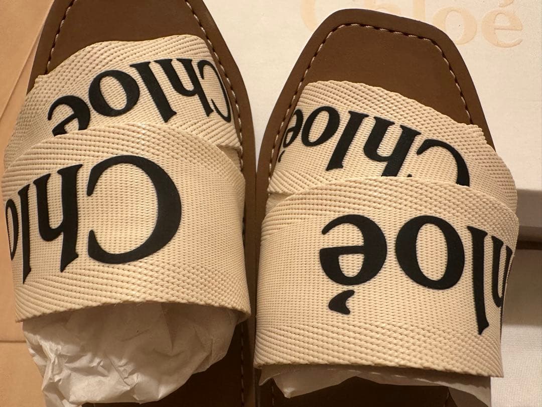 【美品】Chloé フラットサンダル アイボリー　箱付き