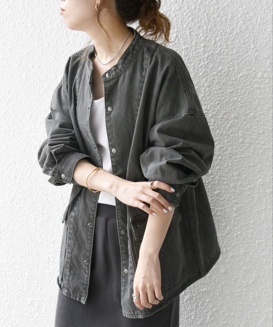 SHIPS any シップスエニィ　デニムワークジャケット　ブラック