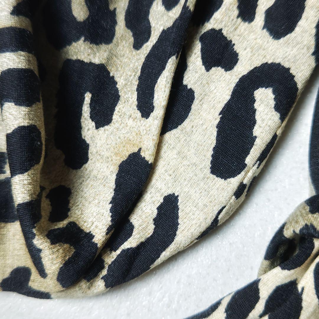 レオナール　ロングワンピース　大判ストール付き　豹柄　シルク混　ボウタイ　ベルト