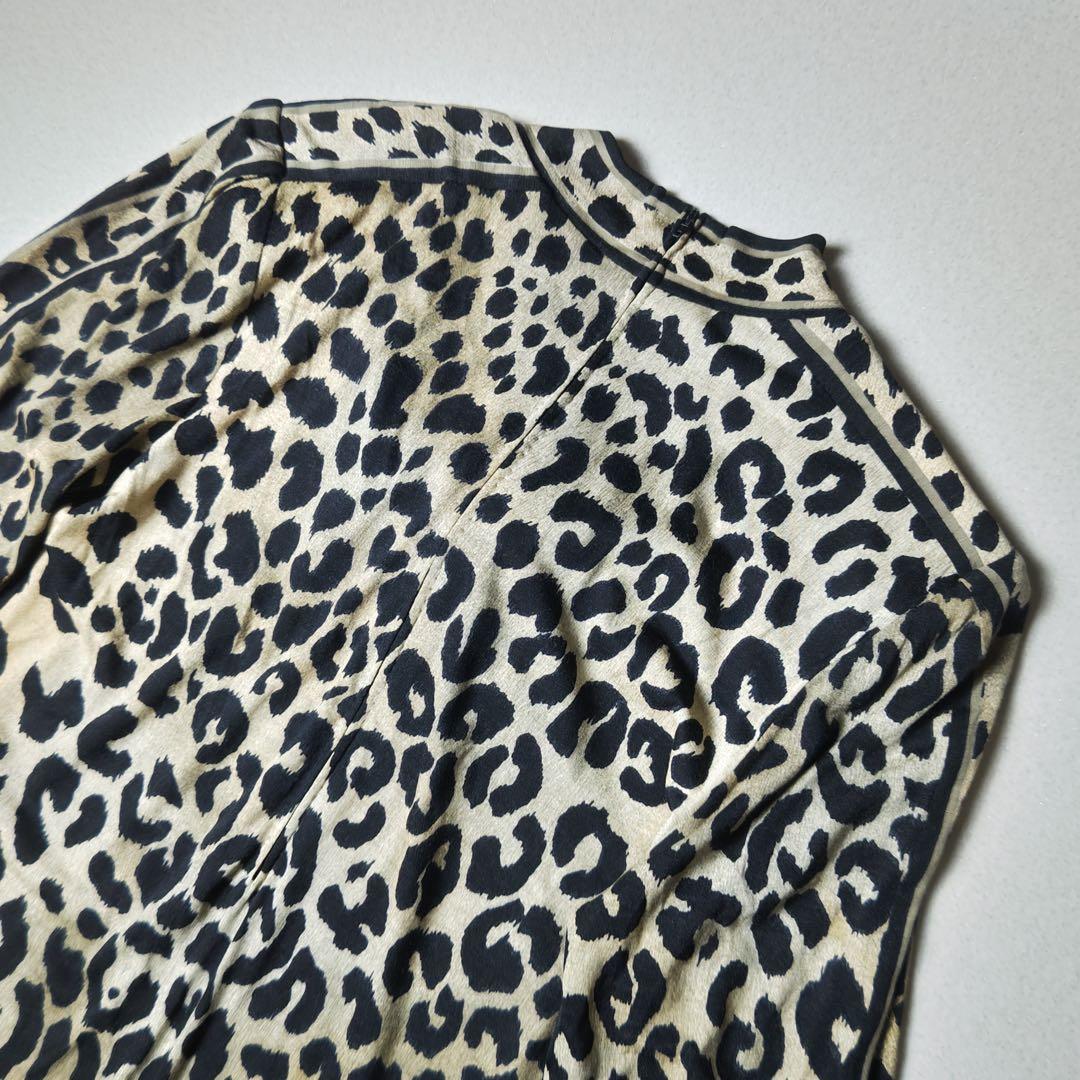 レオナール　ロングワンピース　大判ストール付き　豹柄　シルク混　ボウタイ　ベルト