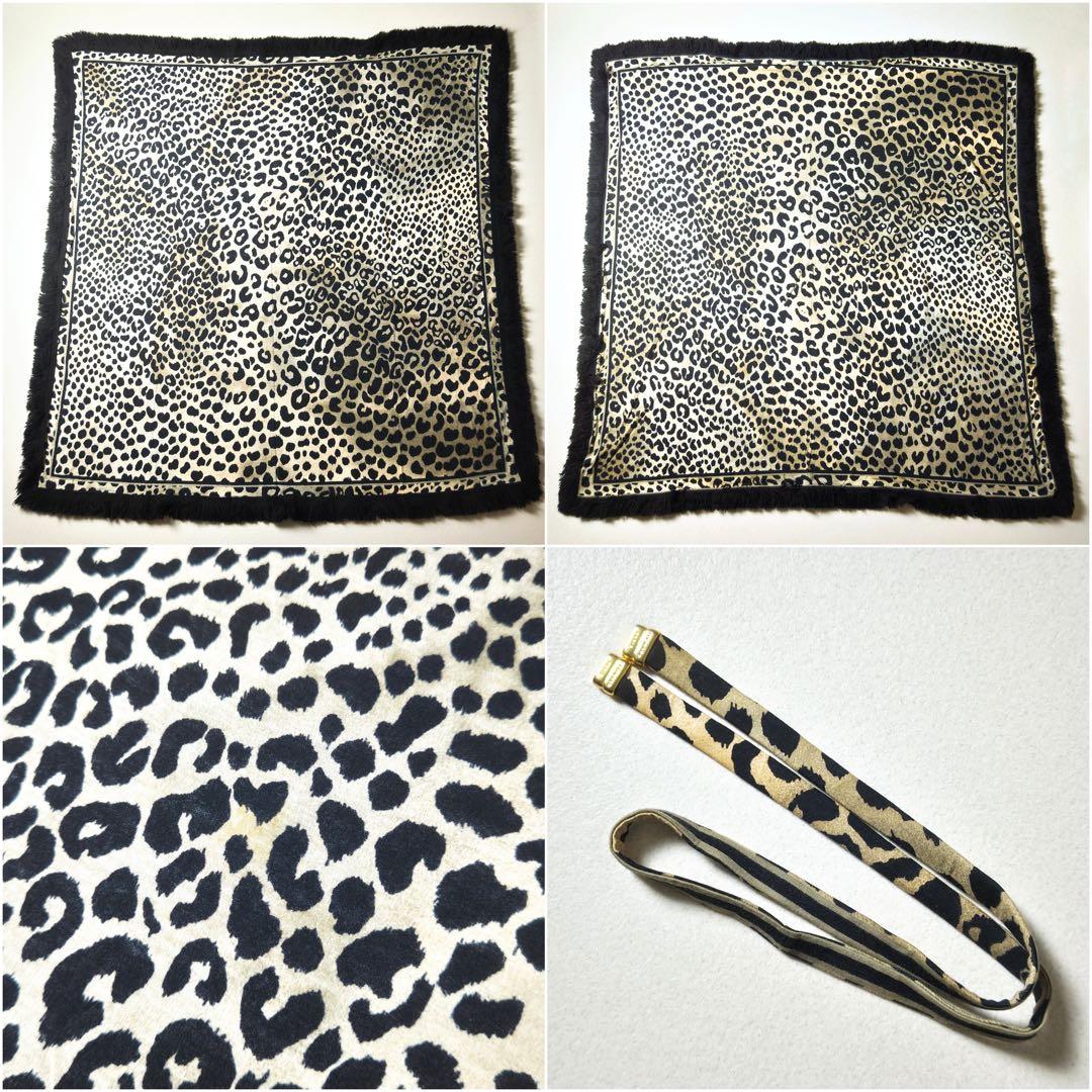 レオナール　ロングワンピース　大判ストール付き　豹柄　シルク混　ボウタイ　ベルト