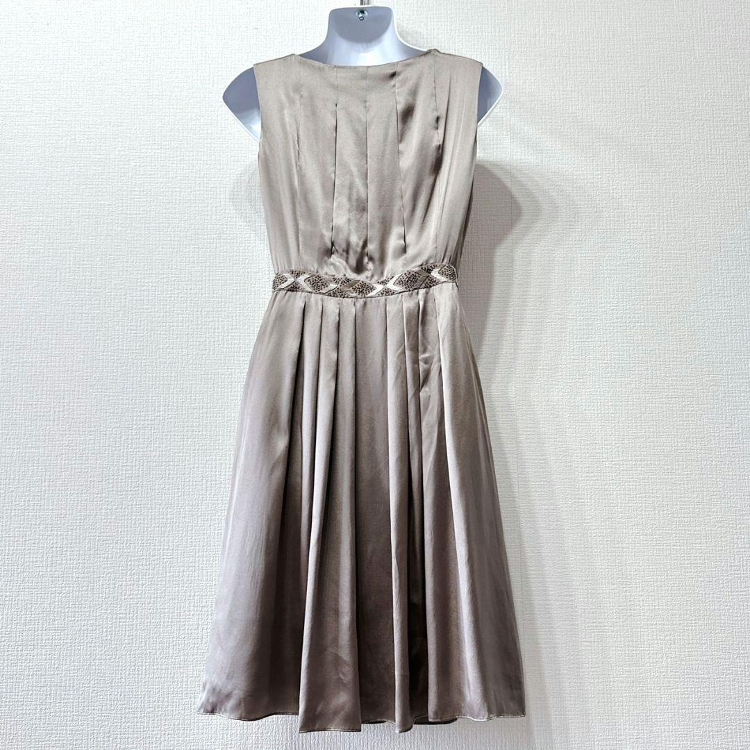 ANAYI シルク100 グレージュ ワンピース ビジュー 新品タグ付