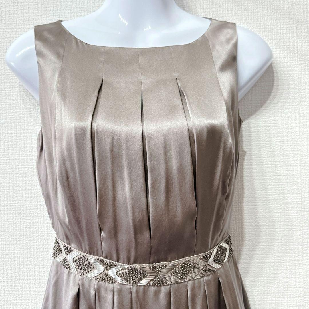 ANAYI シルク100 グレージュ ワンピース ビジュー 新品タグ付