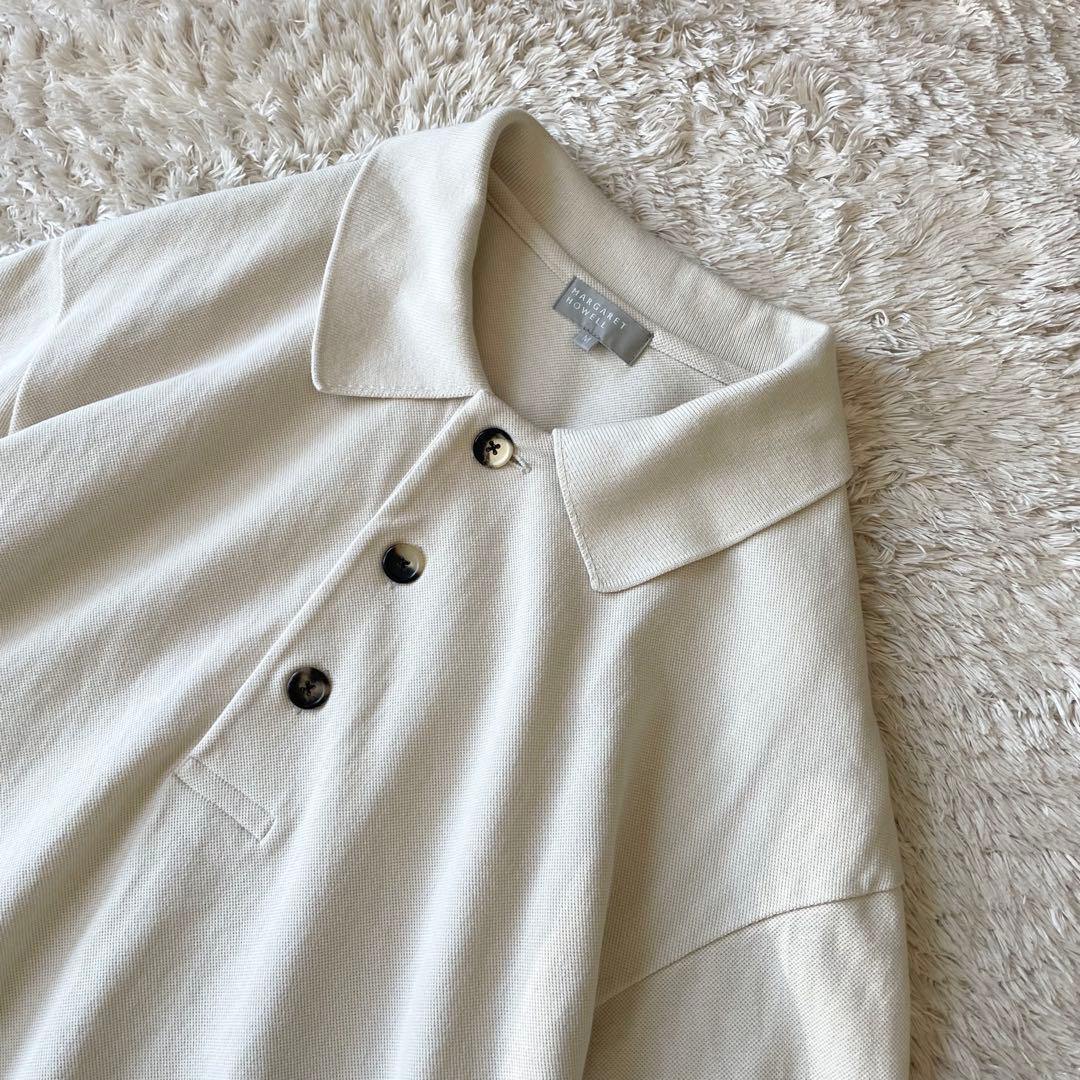 極美品 23ss margaret howell ポロシャツ M アイボリー