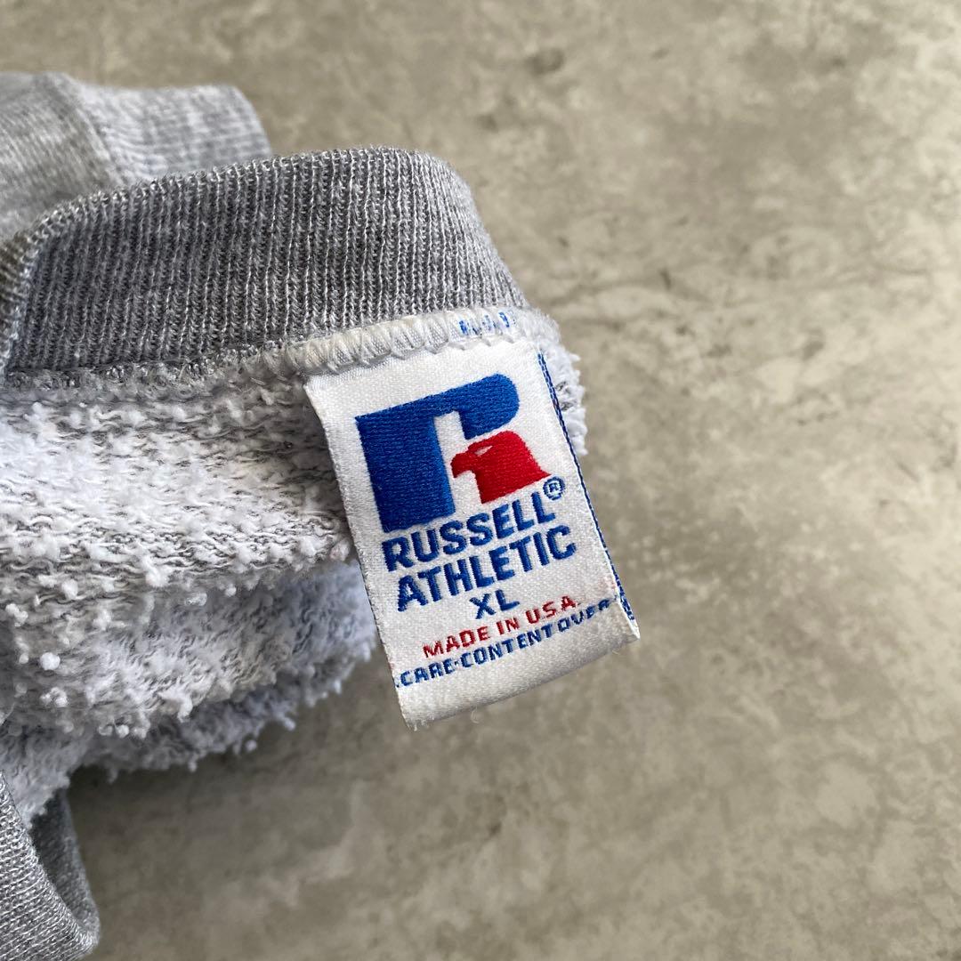 神シルエット無双カラー90sラッセル前V無地スウェットUSAX製XLグレー