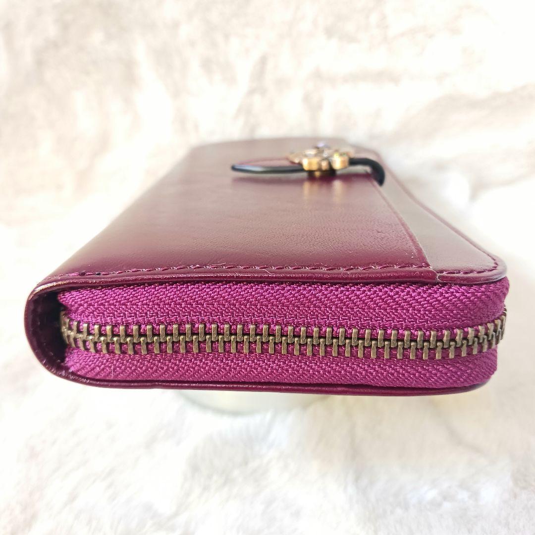 ✨新品✨ アナスイ 薔薇ブローチローズ　L字ファスナー　長財布　革