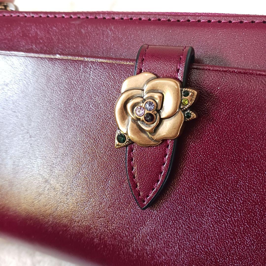 ✨新品✨ アナスイ 薔薇ブローチローズ　L字ファスナー　長財布　革
