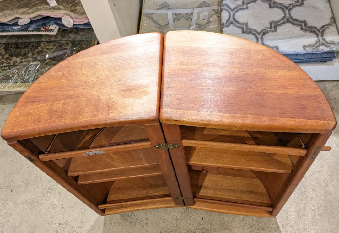 【希少】 北欧 チーク 無垢 バー カウンター キャビネット 収納 棚 木