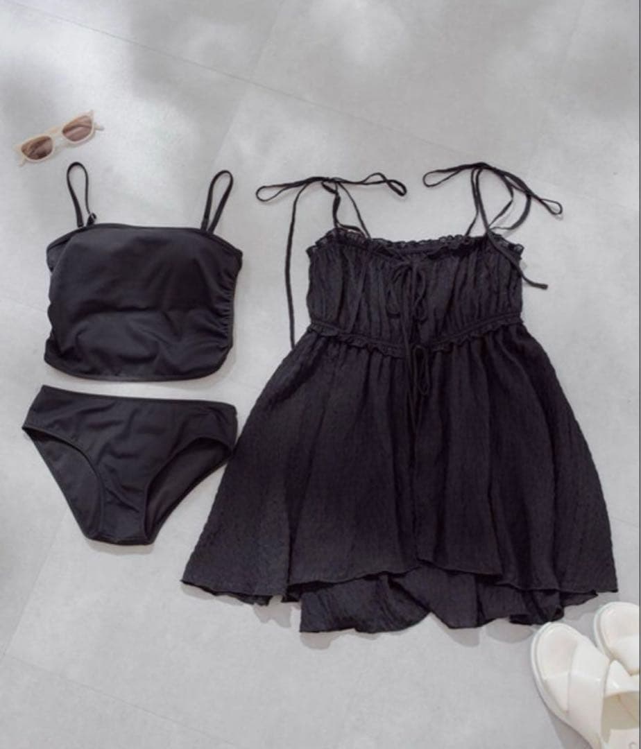 Chico 肩リボンキャミチュニック水着3点セット