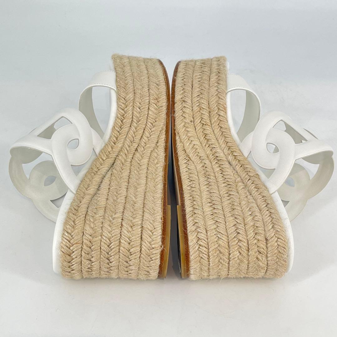 美品 HERMES イテア30 サンダル エスパドリーユ 23cm ホワイト