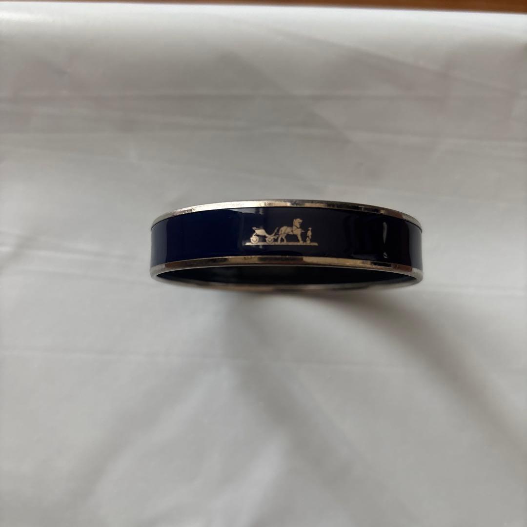 【値下げ】HERMES ネイビー エナメルバングル