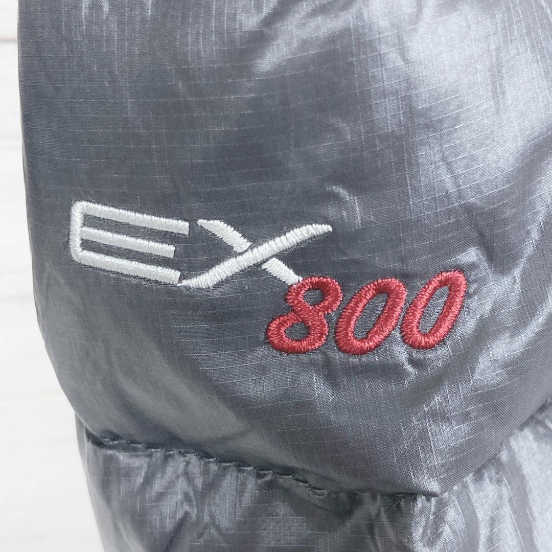 モンベル　ライトダウンジャケット　ロゴ刺繍　EX800　灰　黒　L100　69