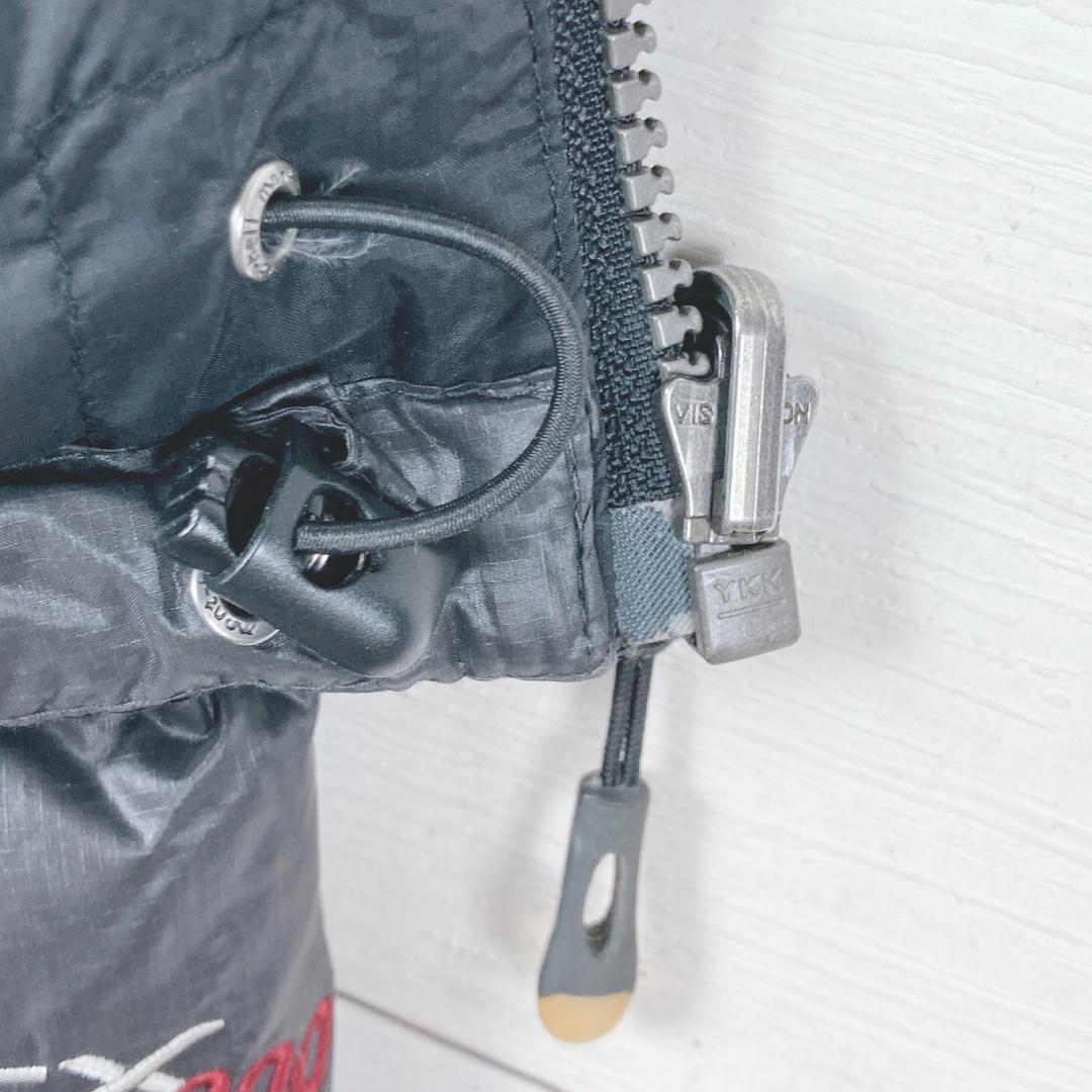 モンベル　ライトダウンジャケット　ロゴ刺繍　EX800　灰　黒　L100　69