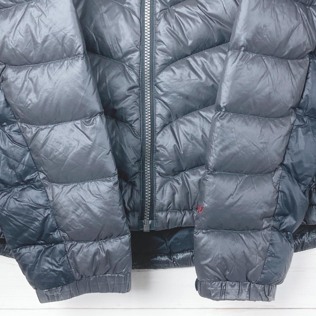 モンベル　ライトダウンジャケット　ロゴ刺繍　EX800　灰　黒　L100　69