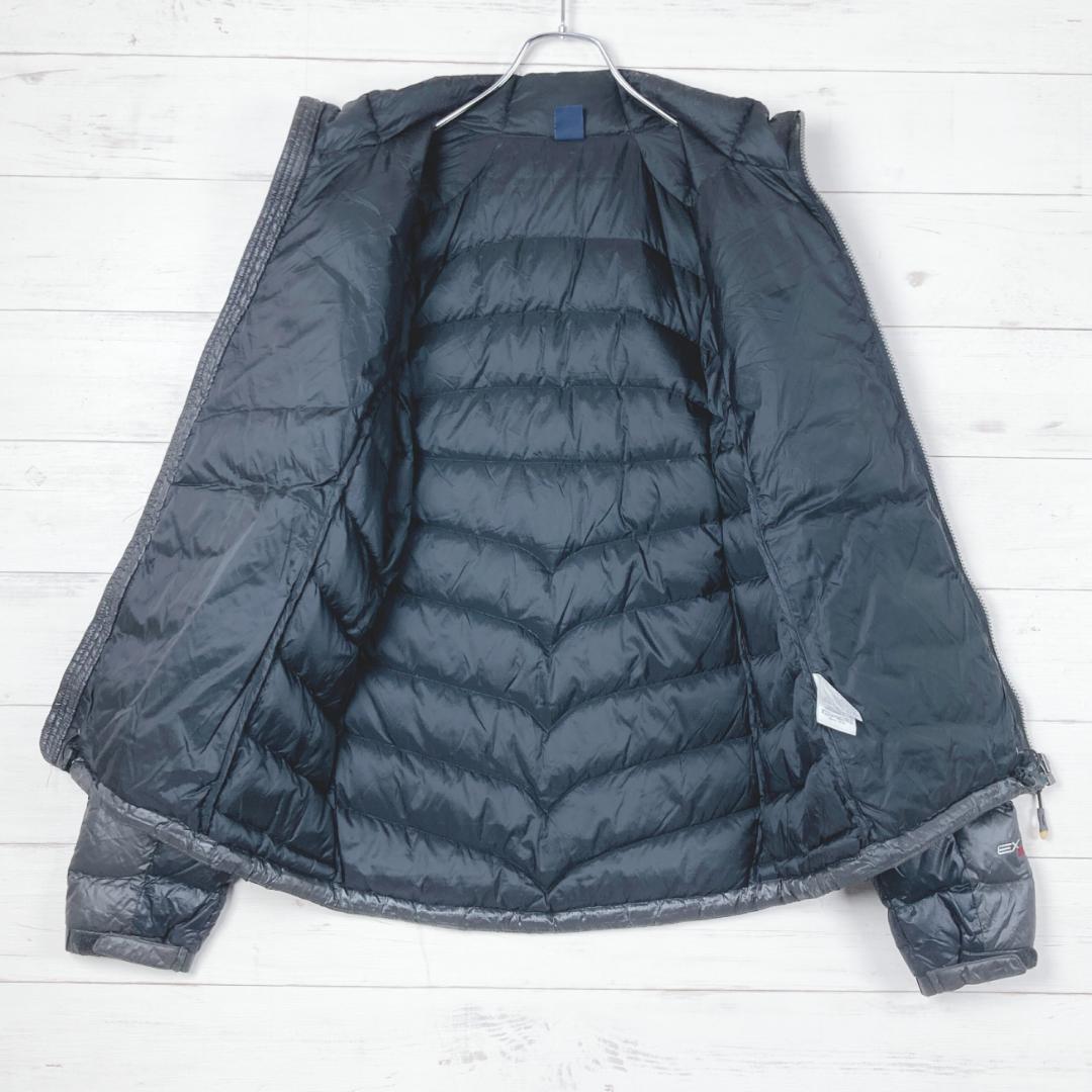 モンベル　ライトダウンジャケット　ロゴ刺繍　EX800　灰　黒　L100　69