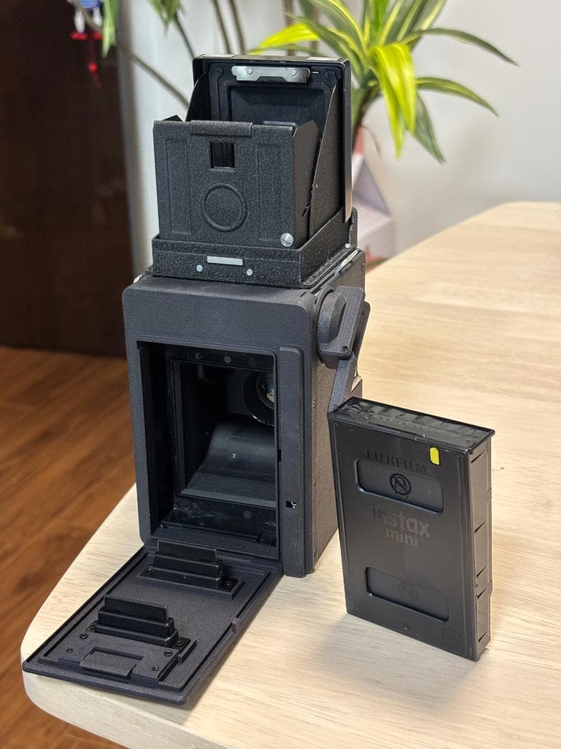 【レア改造】二眼レフ × チェキ　手回しインスタントカメラ　プロ仕様高品質チェキ