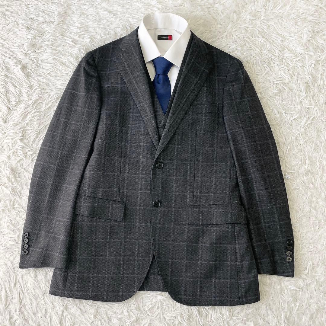 3ピース✨ORIHICA オリヒカ セットアップスーツ グレー系 チェック A5
