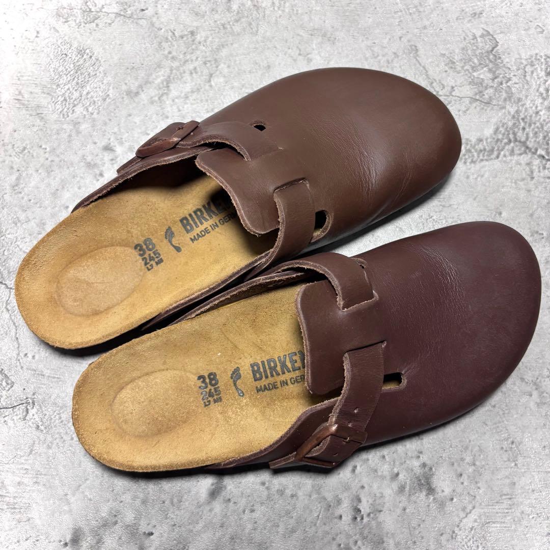 【美品！】ビルケンシュトック ボストン 24.5cm 38 ブラウン レザー 茶