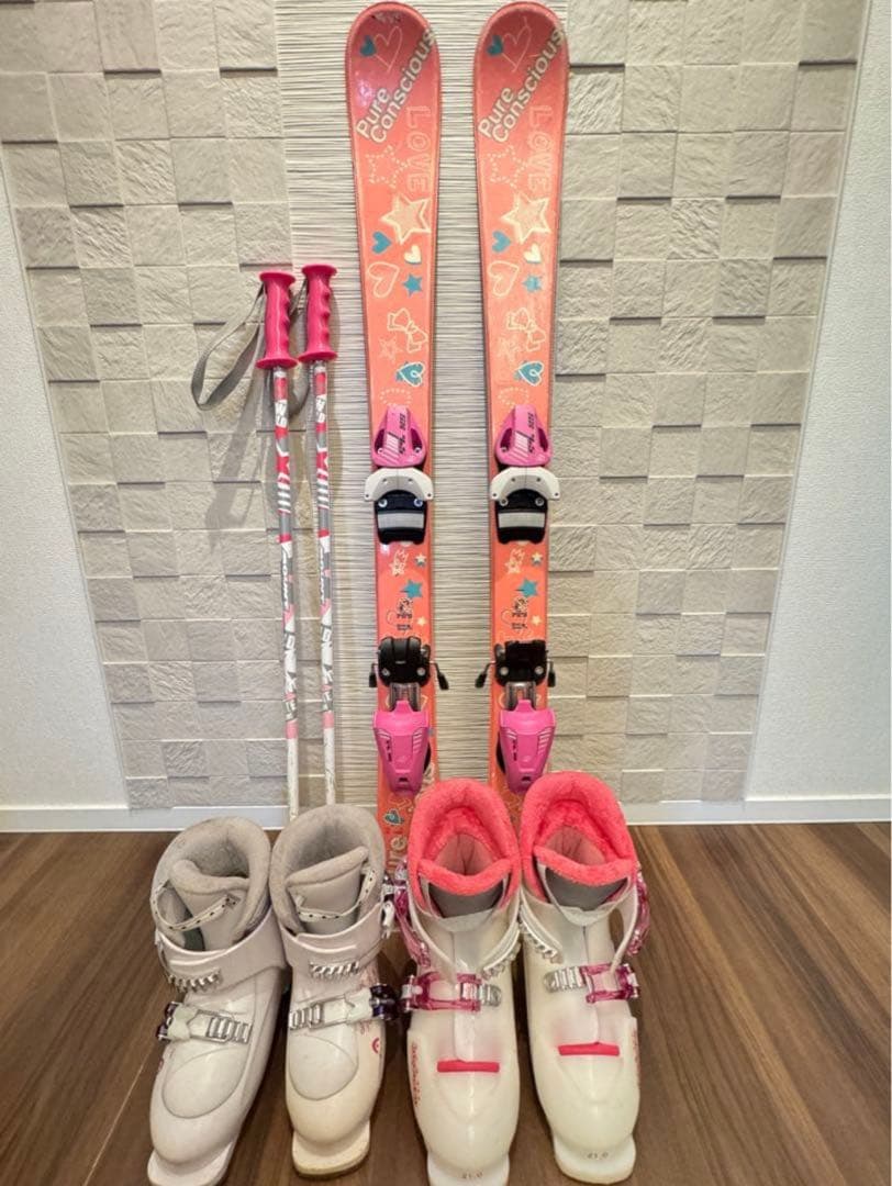 スキー 板100cm スキーブーツ ストック