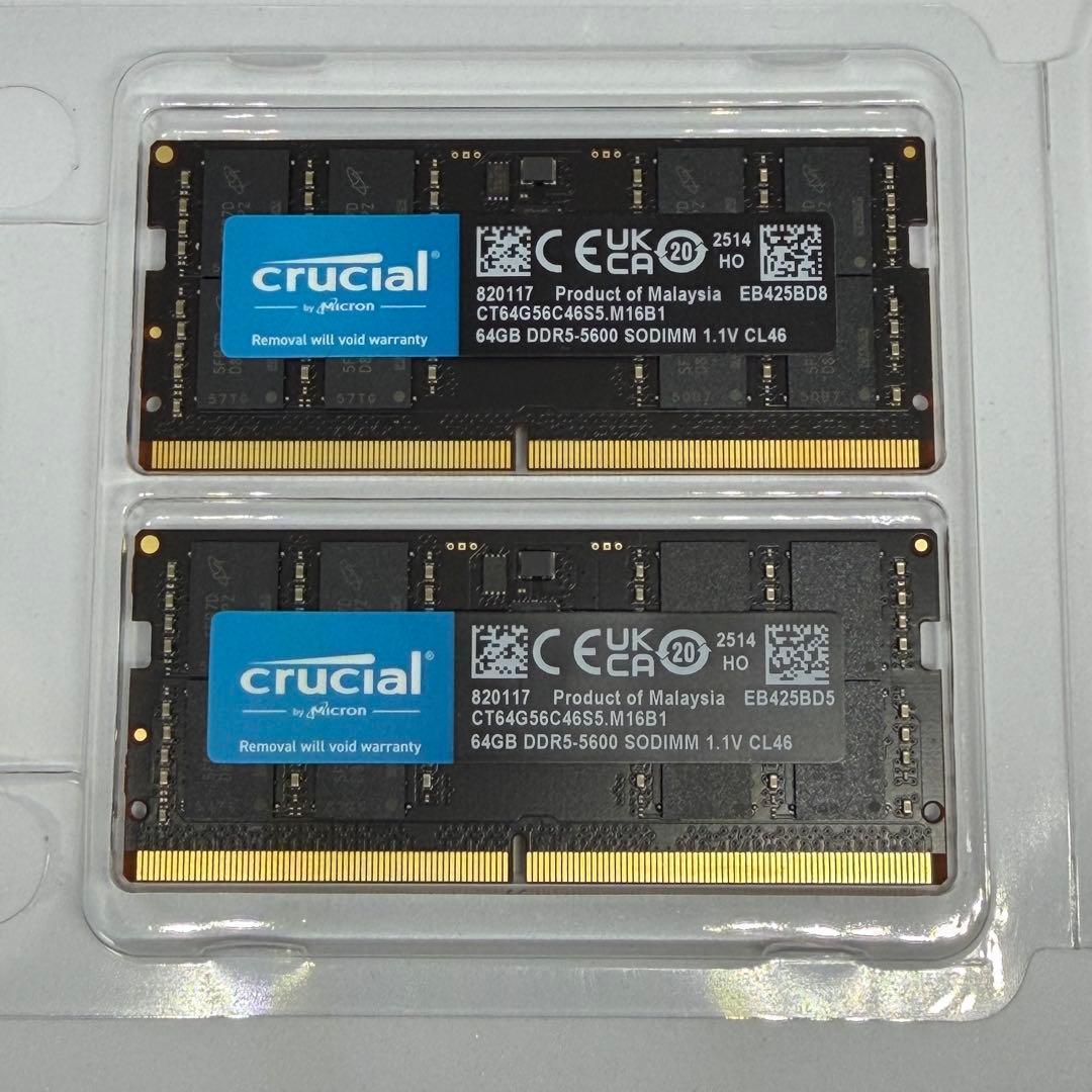 Crucial DDR5-5600 128GB (64GB×2枚) SODIMM