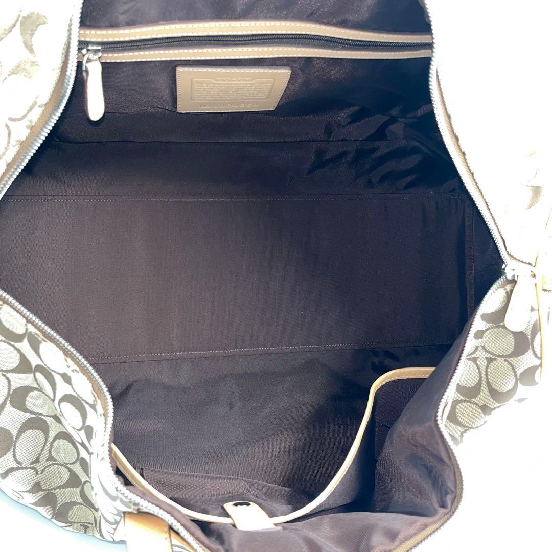 レア コーチ ボストンバッグ 2way シグネチャー ベージュ 大容量 南京錠