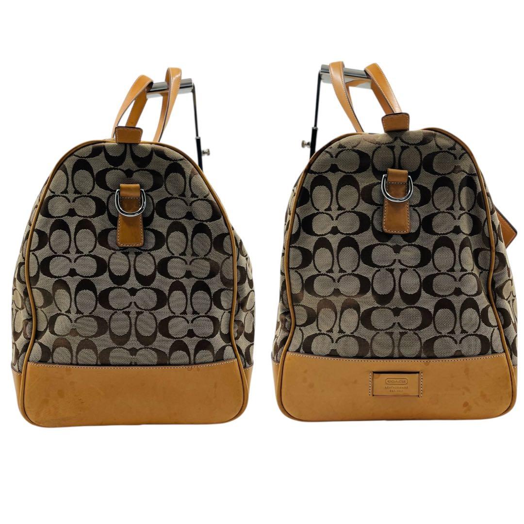 レア コーチ ボストンバッグ 2way シグネチャー ベージュ 大容量 南京錠