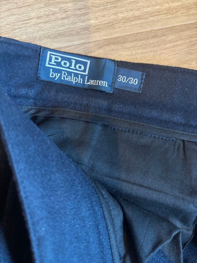 ラルフローレン イタリア製 パラシュートパンツ ウール×アンゴラ×カシミヤ 濃紺