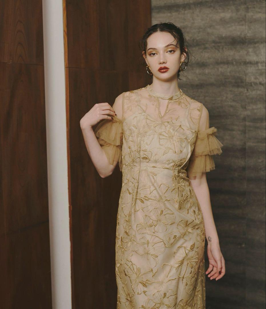 ANDRESD スパンコール刺繍レースドレス