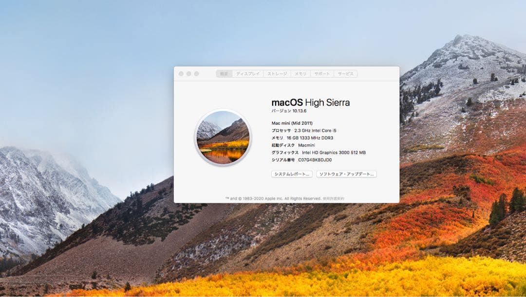 Mac mini (Mid 2011)SSD換装済み