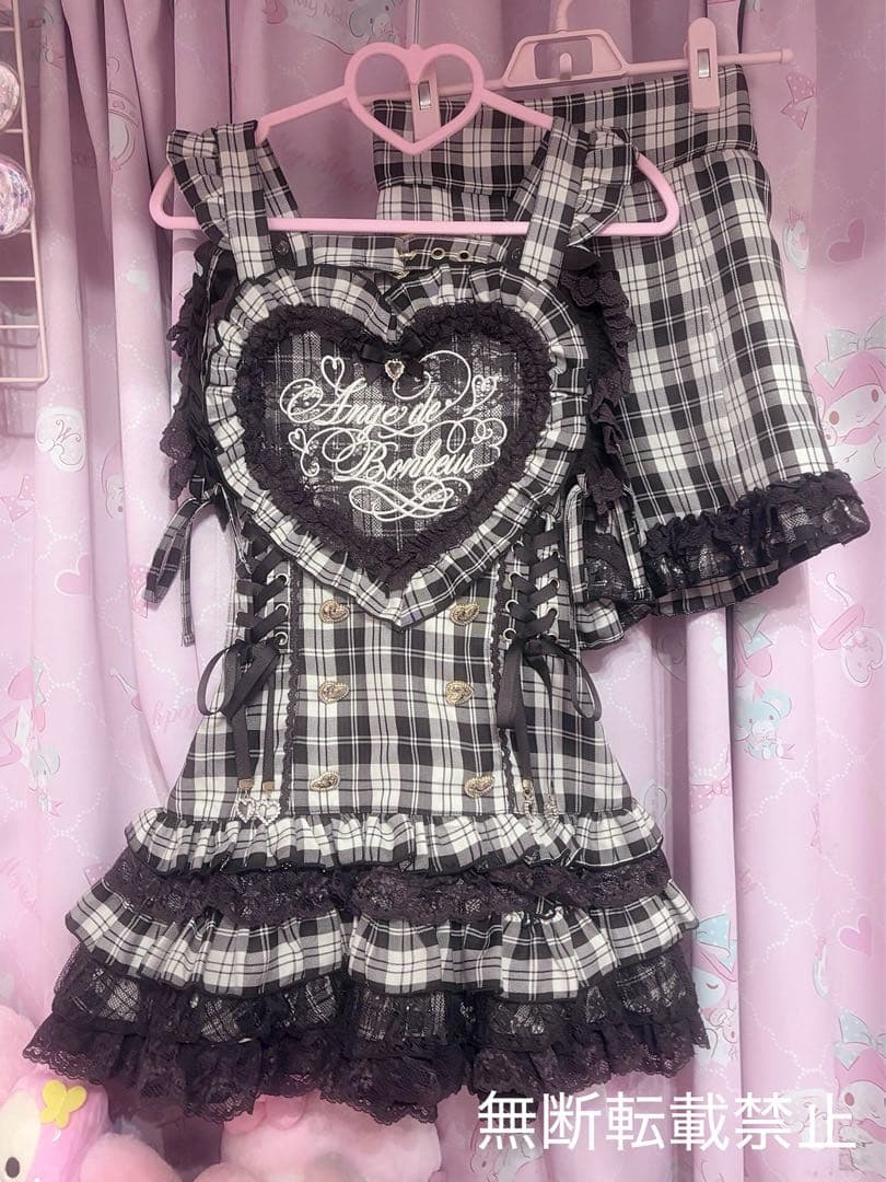 LIZLISA ハートエプロンジャンスカセットアップ グレー 地雷系 地雷