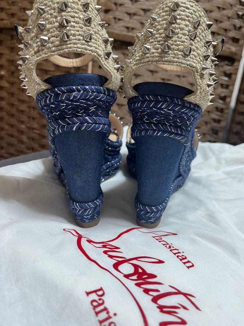 【再】Christian Louboutinデニムサンダル38