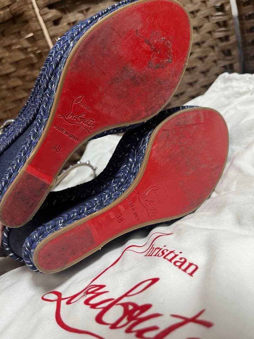 【再】Christian Louboutinデニムサンダル38
