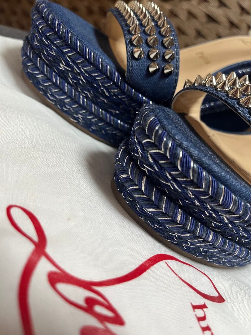 【再】Christian Louboutinデニムサンダル38