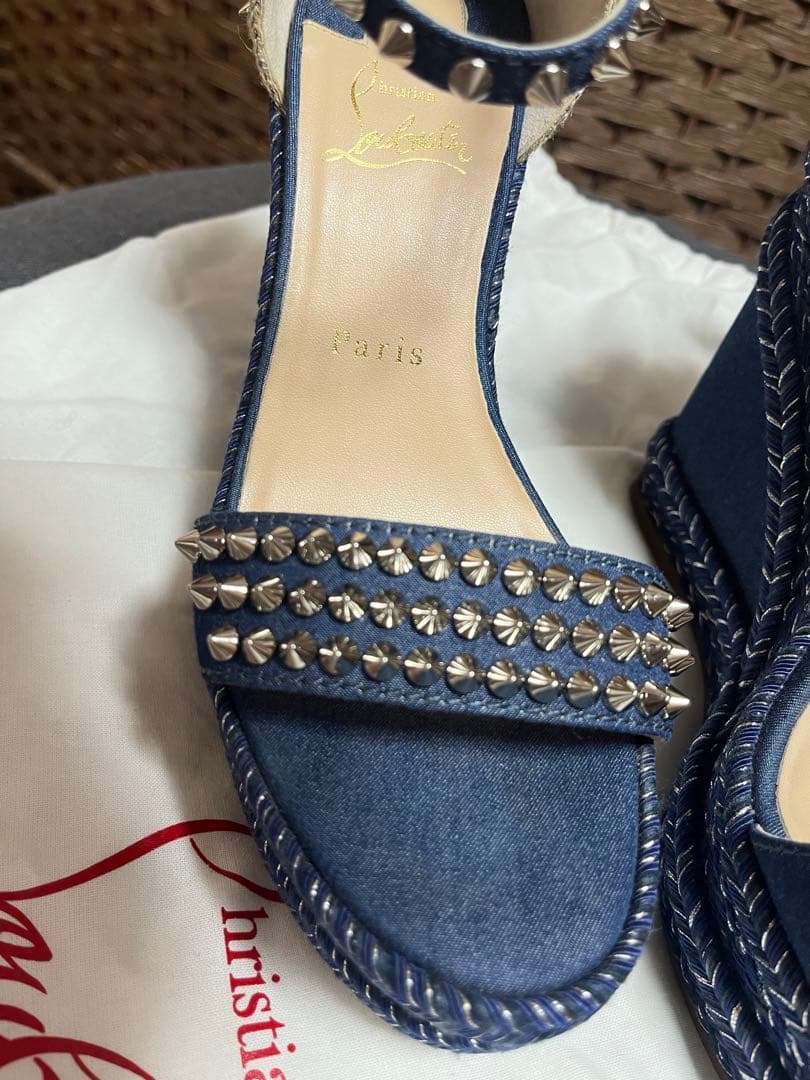 【再】Christian Louboutinデニムサンダル38